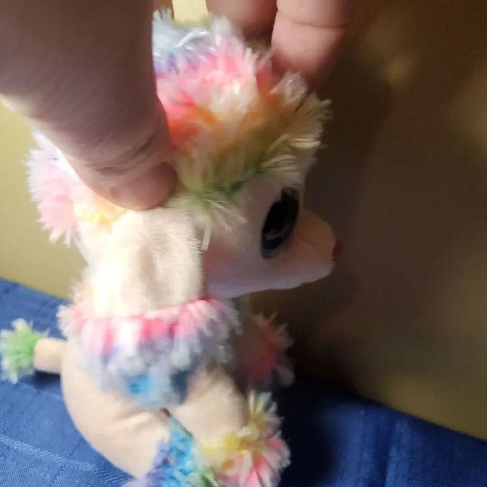 2017 TY Beanie Baby Rainbow Poodle Puppy Plush 6in Stuffed Animal Toy - Picture 4 of 10
